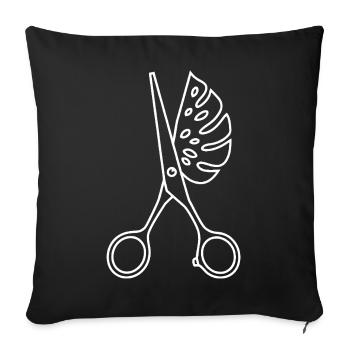 Ciseaux & Monstera - Housse de coussin décorative 45 x 45 cm - noir - Devant
