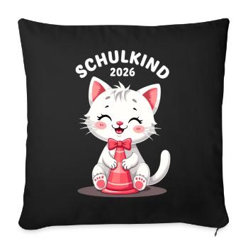 Schulkind 2026 Einschulung 2026 Schulanfang - Sofakissenbezug 45 x 45 cm - Schwarz - Vorne