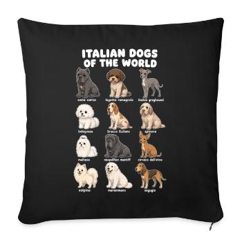 Chiens italiens races de chiens mignons - Housse de coussin décorative 45 x 45 cm - noir - Devant
