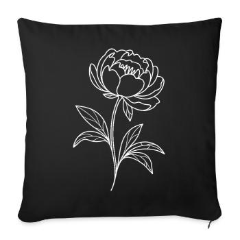 Monochrome Line Flower Sketch Design - Sofa pillowcase 17,3'' x 17,3'' (45 x 45 cm) - black - Front