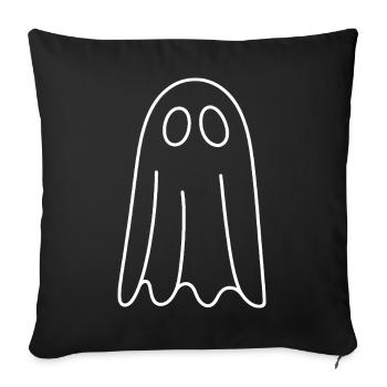 Geist-Skizze in Weiß auf Schwarz - Sofakissenbezug 45 x 45 cm - Schwarz - Vorne