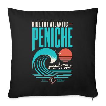Peniche Surfing - Housse de coussin décorative 45 x 45 cm - noir - Devant