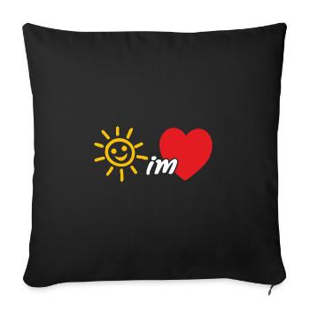 Sonne im Herzen, Sommer, Fröhlichkeit, Güte - Sofakissenbezug 45 x 45 cm - Schwarz - Vorne