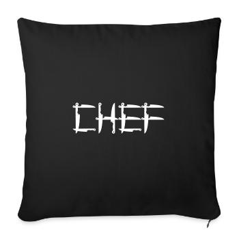Chef Couteau Cuisinier Idée Cadeau Drôle - Housse de coussin décorative 45 x 45 cm - noir - Devant