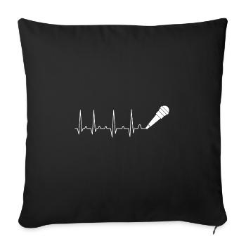 Microphone Heartbeat Singing Karaoke Music Lover - Housse de coussin décorative 45 x 45 cm - noir - Devant