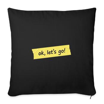 Ok, allons-y ! Conception du ruban jaune - Housse de coussin décorative 45 x 45 cm - noir - Devant