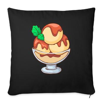 Crème glacée, crème glacée, crème glacée, crème glacée, boule, crème glacée, sundae - Housse de coussin décorative 45 x 45 cm - noir - Devant
