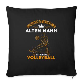 Old Man Volleyball Volleyballer Opa Geschenkidee - Sofakissenbezug 45 x 45 cm - Schwarz - Vorne