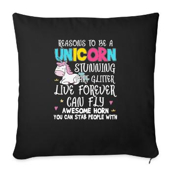 Chemise Licorne · Licorne · Licornes · Paillettes - Housse de coussin décorative 45 x 45 cm - noir - Devant
