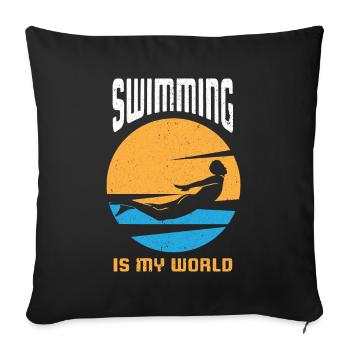 Schwimmer Schwimmen 50 Meter Bahn - Sofakissenbezug 45 x 45 cm - Schwarz - Vorne