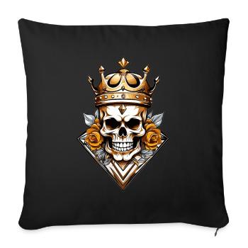 Crâne, avec couronne - Housse de coussin décorative 45 x 45 cm - noir - Devant