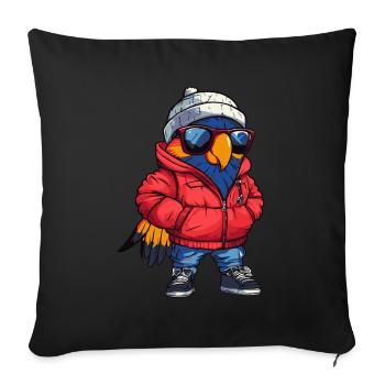 Papagai Cool Comic - Sofakissenbezug 45 x 45 cm - Schwarz - Vorne