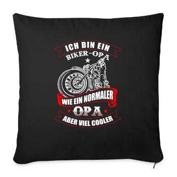 Biker Opa Motorrad fahren - Sofakissenbezug 45 x 45 cm - Schwarz - Vorne