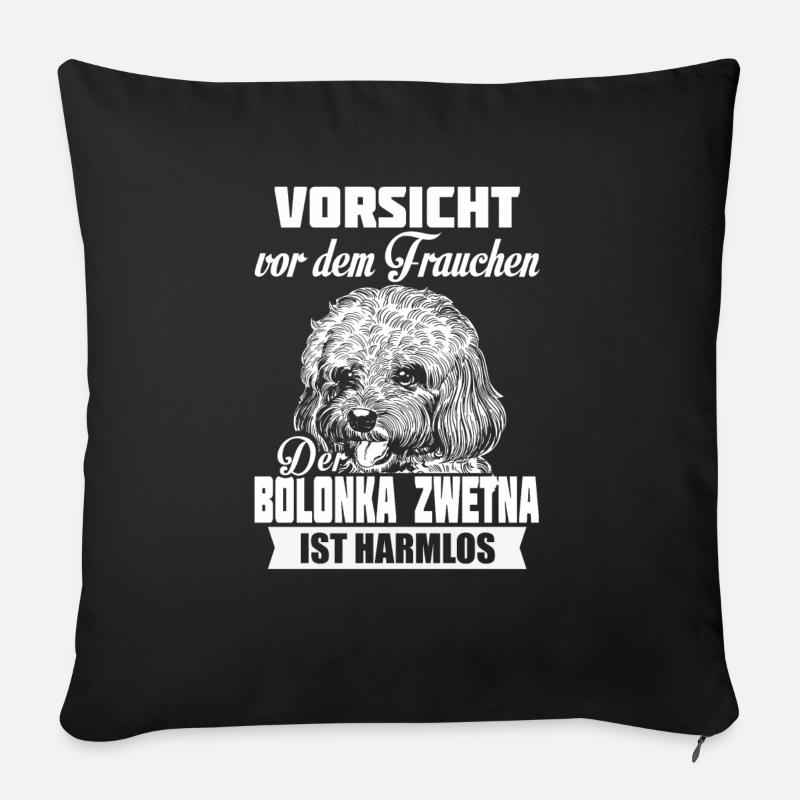 Bolonka Zwetna - Vorsicht - Sofakissenbezug 45 x 45 cm - Schwarz