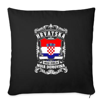 HRVATSKA - Croatia - Kroatien - Sofa pillowcase 17,3'' x 17,3'' (45 x 45 cm) - black - Front