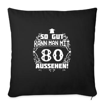 80 - anniversaire - bonne mine - DE - Housse de coussin décorative 45 x 45 cm - noir - Devant