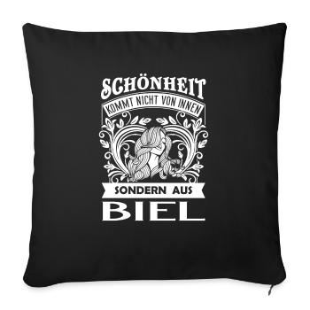 Schönheit kommt aus Biel – CH - Sofakissenbezug 45 x 45 cm - Schwarz - Vorne