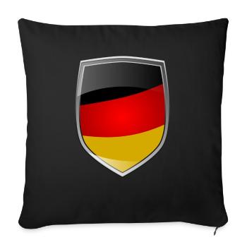 Shield with German flag - Sofa pillowcase 17,3'' x 17,3'' (45 x 45 cm) - black - Front
