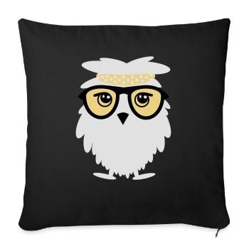 wise owl - Housse de coussin décorative 45 x 45 cm - noir - Devant