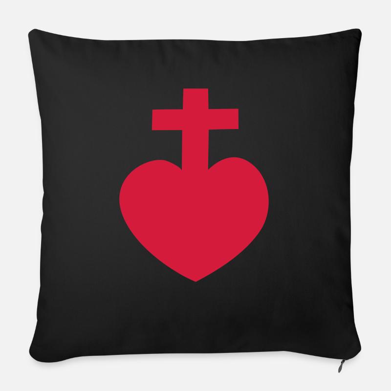 sacré cœur symbole vendéen croix amour - Housse de coussin décorative 45 x 45 cm - noir