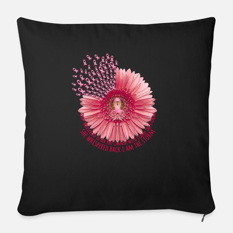 Brustkrebs-Blume - Sofakissenbezug 45 x 45 cm - Schwarz