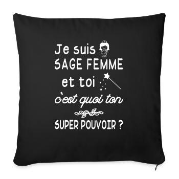 je suis sage femme - Housse de coussin décorative 45 x 45 cm - noir - Devant