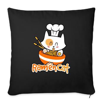 Neko ramen cat, Funny Ramen Cat, Ramen, Ramen Gift - Sofa pillowcase 17,3'' x 17,3'' (45 x 45 cm) - black - Front