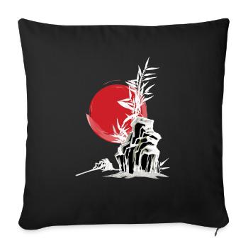 Japon Asie Bamboo Sun Kanji simple nature - Housse de coussin décorative 45 x 45 cm - noir - Devant