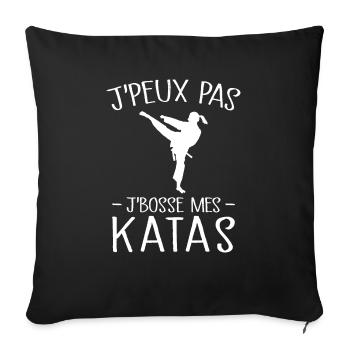 Je Peux Pas Je Bosse Mes Katas - Housse de coussin décorative 45 x 45 cm - noir - Devant