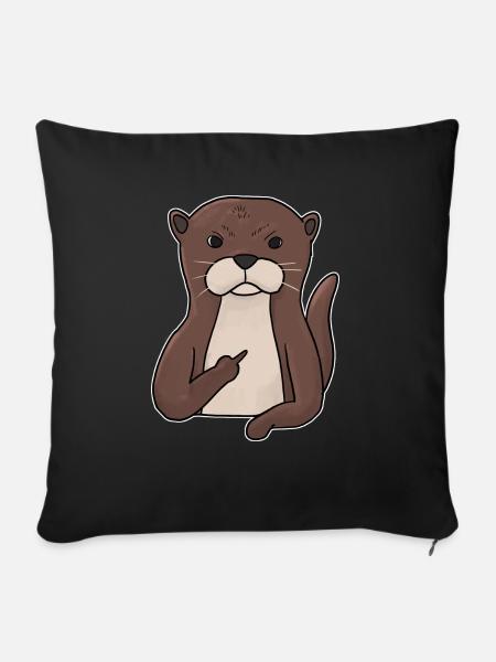 Mürrischer Otter mit Mittelfinger - Sofakissenbezug 45 x 45 cm - Schwarz