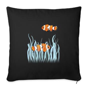 Two anemone fish in the coral - Sofa pillowcase 17,3'' x 17,3'' (45 x 45 cm) - black - Front