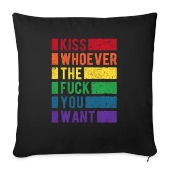 Kiss You Want LGBT Arc-en-ciel Pride - Housse de coussin décorative 45 x 45 cm - noir - Devant