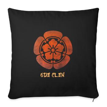 Clan japonais Oda Sigil - Oda Nobunaga - Housse de coussin décorative 45 x 45 cm - noir - Devant