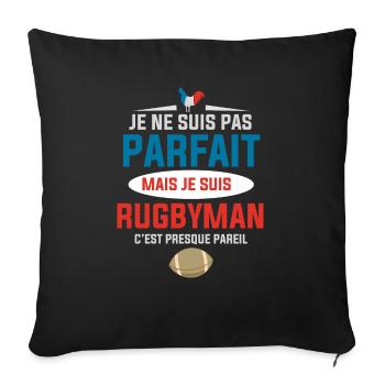 Rugbyman Parfait France Rugby Homme - Housse de coussin décorative 45 x 45 cm - noir - Devant