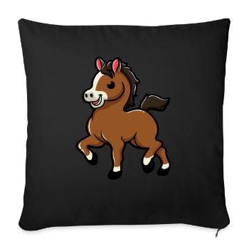 sweet horse | Baby Horse | Foal - Sofa pillowcase 17,3'' x 17,3'' (45 x 45 cm) - black - Front