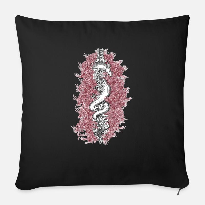 Dragon flower - Sofakissenbezug 45 x 45 cm - Schwarz