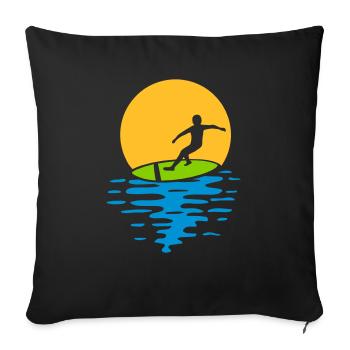 Evening Sun Surfer - Sofa pillowcase 17,3'' x 17,3'' (45 x 45 cm) - black - Front