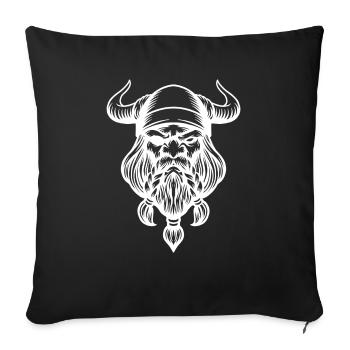 Crâne viking avec casque et barbe Nordmann Wild - Housse de coussin décorative 45 x 45 cm - noir - Devant