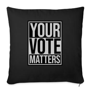 votre vote compte citation - Housse de coussin décorative 45 x 45 cm - noir - Devant