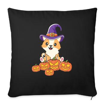Halloween Cat Pumpkin - Sofa pillowcase 17,3'' x 17,3'' (45 x 45 cm) - black - Front