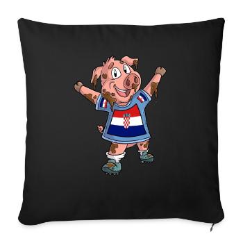 Fan Pig Croatia - Sofa pillowcase 17,3'' x 17,3'' (45 x 45 cm) - black - Front