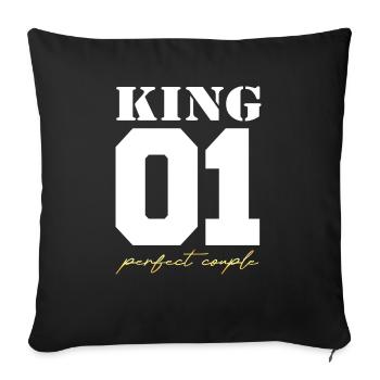 King and Queen King couple white and gold - Sofa pillowcase 17,3'' x 17,3'' (45 x 45 cm) - black - Front