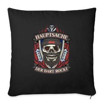 Der Bart Rockt - Bart Pflege - Sofakissenbezug 45 x 45 cm - Schwarz - Vorne