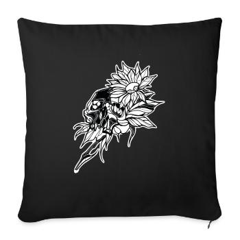 Skull // Flower // Illustration - Sofa pillowcase 17,3'' x 17,3'' (45 x 45 cm) - black - Front