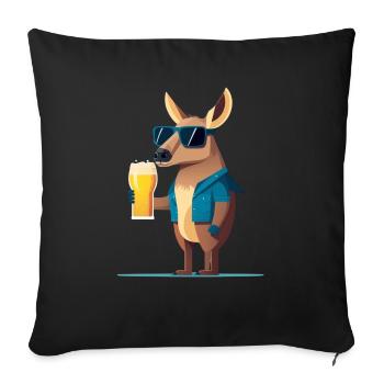 Orignal frais avec lunettes de soleil et bière - Housse de coussin décorative 45 x 45 cm - noir - Devant