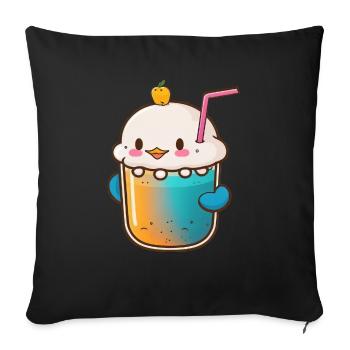 Kawaii Cute Happy Colorful Duck Bubble Tea - Sofa pillowcase 17,3'' x 17,3'' (45 x 45 cm) - black - Front