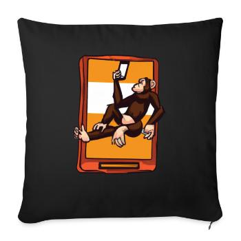 Affe benutzt ein Smartphone - Sofakissenbezug 45 x 45 cm - Schwarz - Vorne
