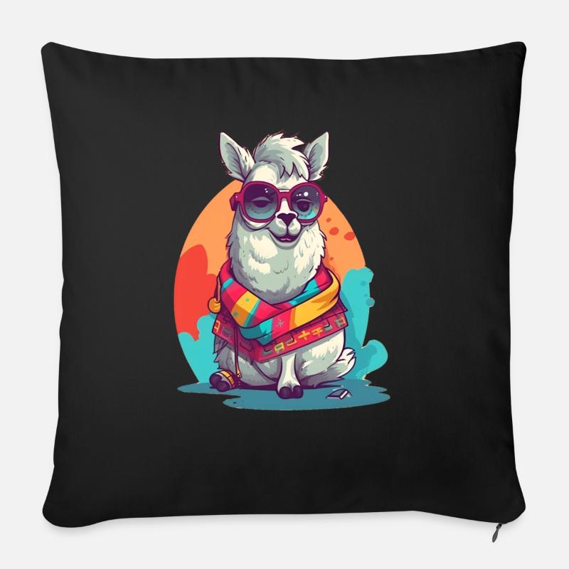 Pas de drame, juste du lama ! - Housse de coussin décorative 45 x 45 cm - noir