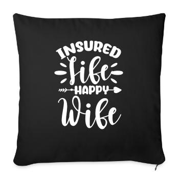 Femme heureuse de vie assurée - Housse de coussin décorative 45 x 45 cm - noir - Devant