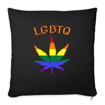 lgbtq, regenbogen, weed, ganja, pride month, csd - Sofakissenbezug 45 x 45 cm - Schwarz - Vorne